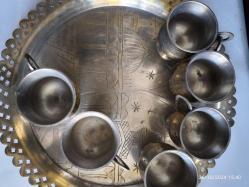 Eskilerden PİRİNÇ ZEMZEM TAKIMI KABE TEMALI TEPSİ KALEM İŞCİLİKLİ