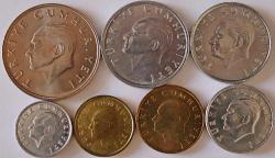 Türkiye Cumhuriyeti  1988 Yılı 1/5/10/25/50/100/100 Lira Set   (0177)