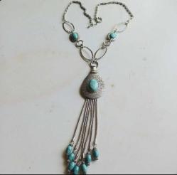 Uzun Firuze Kolye,püsküllü