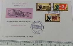 1963 CUMHURİYET'İN 40.YILI PTT İLK GÜN ZARFI BB1R ÇOK NADİRDİR