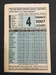 4 TEMMUZ 2007 -TAKVİM YAPRAĞI-DOĞUM GÜNÜ HEDİYESİ-FAZİLET TAKVİMİ,VAHİDÜDDİN TAHTA ÇIKTI 1918,BARBOROS HAYRADDİN PAŞANIN VEFATI 1546,ABD NİN KURULUŞU 1776,CEZAYİRDE OSMANLI ADINA İLK HUTBE