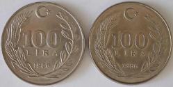 Türkiye Cumhuriyeti 1986 Yılı  100 Lira  Ayyıldız Uzak Yakın  6454