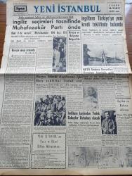 Yeni İstanbul Gazetesi - 27  Mayıs 1955 - Barışla Savaş Arasında Mustafa Nermi Köşe Yazısı -  İngiliz Seçimleri Tasnifinde Muhafazakar Parti Önde - İngiltere Türkiye'ye Yeni Kredi Teklifinde Bulundu - Kruşçef Ve Bulganin Belgrad'da - NATO Akdeniz Kuvvetleri Komutanı Amiral Sir Guy Grantham İstanbul'a Geldi - Rusya Dörtlü Konferans İçin Batı Teklifini Kabul Etti - İşçiler Ve Kıbrıs Davası - Abidin Daver Şilebi Haziran'da Bitecek - Esirler Gölü Yazanlar Kemal Avan H. Avan Yazı Dizisi - Türk Oftalmoloji Kongresi Açıldı - Bergama'da Kurulacak İplik Ve Dokuma Fabrikası - Türkkuşu Ekibi Paris'e Hareket Etti - Amerika'da Müthiş Kasırga - İstiklal Caddesinde Değişiklik Sinemalar Caddesi Bankalar Caddesi - Saadet Bekçisi Yazan Zeliha Harun Yazı Dizisi - Dünya Bankasının Şimdiye Kadar Verdiği Para - Türk Vezir Ve Paşalarının İştirak Ettikleri İlk Balo - Tarihi Kırkpınar Güreşleri Bugün Törenle Başlıyor - Fenerbahçe'de Osman Kavrakoğlu İstifa Etmek Üzere - Zeki Rıza Sporel-Avrupa Boks Şampiyonası