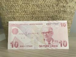 Efemera - 9. Emisyon 10 Türk Lirası (TL) - E001 Seri başı - Çil kondisyon - kitantik - kitaLog