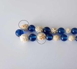 Antika Elde Oyma F.Dişi ve Mavi Peking Camı 925 Gümüş Kolye ve Küpe Set Çin