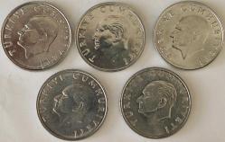 Türkiye Cumhuriyet 1985/1986/1987/1988/1989 Yılı 25 Lira 1989 Yılı Sadece Darphane Setinde Bulunur Nadir   6778