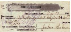 AMERİKAN THE FARMERS STATE BANK HAMBERG NORTH DAKOTA L.M.AXNESS JOHN SCHEER