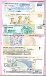 TURKEY 1-5-10-20-50-100 YTL 2005 UNC  (TK16 632) ÇİL