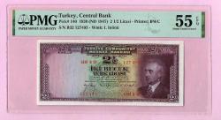 Efemera - TURKEY 2,5 TL 1930-47 P140 aUNC PMG 55  (TK16 644) ÇİLALTI - kitantik - kitaLog