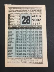 28 ARALIK 2007 -TAKVİM YAPRAĞI-DOĞUM GÜNÜ HEDİYESİ-FAZİLET TAKVİMİ,İSTANBUL İZMİT ANADOLU OTOYOLUNUN AÇILIŞI 1984,ŞİDDETLİ SOĞUKLAR,İSKENDERUN DEMİR ÇELİK FABRİKASININ AÇILIŞI 1975,EY EHL İ KİTAP HADDİ TECAVÜZ ETMEYİNİZ