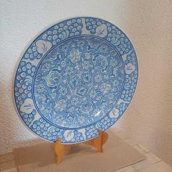 Edip Çini El Boyama Dekoratif Tabak,Mavi Beyaz,Haliç