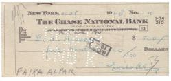 AMERİKAN THE CHASE NATIONAL BANK  NEWYORK CITY PARK AVENUE BRANCH 1948 FAIKA ALPAR