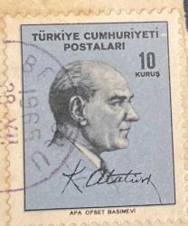 Mektup Zarfından Kesilmiş / Postadan Geçmiş Pul Filateli - Beyoğlu 1965 Damgalı - ATATÜRK, 10 KURUŞ - Türkiye Cumhuriyeti, Turkish stamp
