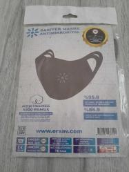 Ersav Düz Gri Antimikrobiyal Bariyer Yıkanabilir Maske