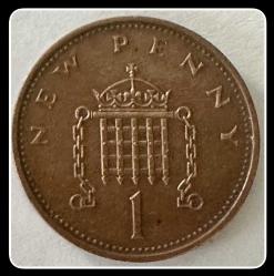 1971 - 1 (ONE) NEW PENNY İngiltere (Birleşik Krallık II.Elizabeth) Bronz / YBMİ71. KM#915