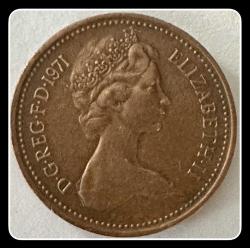 1971 - 1 (ONE) NEW PENNY İngiltere (Birleşik Krallık II.Elizabeth) Bronz / YBMİ71. KM#915