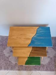 Ahşap 3'lü sehpa takımı el emeği