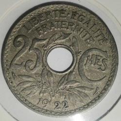 FRANSA 1922   25 CENTIMES    ÖZEL KAPAMASINDA