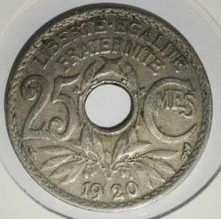 FRANSA 1920   25 CENTIMES    ÖZEL KAPAMASINDA