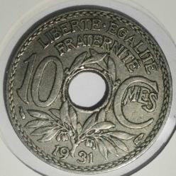 FRANSA 1931   10 CENTIMES    ÖZEL KAPAMASINDA