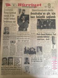 HÜRRİYET GAZETESİ 10 MART 1966 YIL :18 SAYI :6416---Rusya tazminat olarak 21 bin tonluk tankeri bırakmaya razı ---Avusturalya ya  göç için bazı kolaylık sağlandı ---Yanan Kadıköy vapurunun bir yolcusu kayıp --Polis Genel Müdürü : Yurt çapında tahkikat yapılıyor dedi ---Dusseldorf polisi bile Türk Ülkü Ural için parmak ısırıyor ---Ama şarkıcıyı bir türlü  paylaşmayan  iki çalgıcı sille -tokat birbirine girdi ---1966 Altın Mikrofon Yarışması Nisan da Yapılıyor --Hasekinin  yeni kliğinde  yatak sayısı 1000 e çıkarılıyor ---Zeytinburnu n da temizlik işçilerinden alınan haraç ----Radyo Programları ---Emekli  demiryolu  işçisi 50 milyon lira  servet bıraktı ---Yıldıray Çınar :En son okuduğu plakları takdim eder ---Kaybolan  2 oğlunu bulmak için  Almanya dan gelen  genç  anne  yaşlı gözlerle yollara revan oldu --Beşiktaş ,Sakaryaspor u eledi :2-1--Beykozlular 750 şer lira prim alacaklar--Münih te Almanlara Türkçe  Öğreten Bir Gece Okulu Açıldı ---James Bond  un 3. film sayesinde  meşhur oldu-