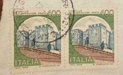 İtalya Pulu - Italia Stamp - Mektup Zarfından Kesilmiş / Postadan Geçmiş İkili Pul Filateli - Damgalı - İTALYA PULU , 400 PARA - YABANCI PULLAR