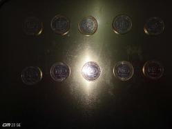 yüzüncü yıl 100.yıl parası 10 adet 1TL'lik  1 lira madeni para