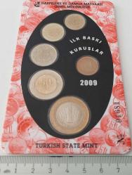 2009 YILI DARPHANE TEDAVÜL PARA SETİ İLK BASKI KURUŞLAR ORİJİNAL PORTFÖYÜNDE 6 ADET ÇİLL ÇOK NADİR