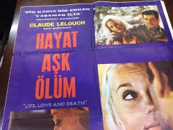 HAYAT AŞK ÖLÜM, ORİJİNAL SİNEMA AFİŞİ - La vie, l'amour, la mort, 1969, FİLM AFİŞİ / POSTERİ - BÜYÜK BOY - ORİJİNAL - 100 X 67 cm EBADINDA - Original Turkish Big Size Movie Poster - Claude Lelouch, 	Amidou, Caroline Cellier, Janine Magnan, Marcel Bozzuffi, Pierre Zimmer, Catherine Samie, Lisette Bersy, Albert Naud, Jean-Pierre Sloan