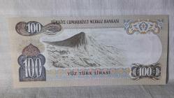100 Türk Lirası 6 Emisyon  H51929581 Seri nolu Yüz TL.
