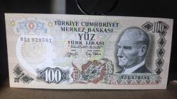 100 Türk Lirası 6 Emisyon  H51929581 Seri nolu Yüz TL.