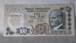 100 Türk Lirası 6 Emisyon  G15750471 seri nolu Yüz TL.