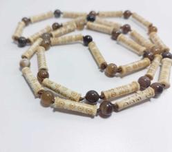 Retro Kemik ve Akik Taşlı El Yapımı Kolye Çin