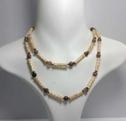 Retro Kemik ve Akik Taşlı El Yapımı Kolye Çin