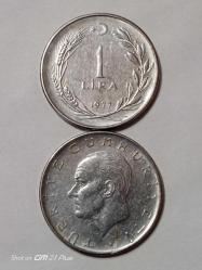 TÜRKİYE CUMHURİYETİ 1 LİRA 1977 ( TERS DÜZ TAKİM)