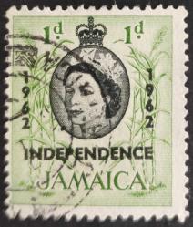 +++ JAMAICA KRALİÇE , BAĞIMSIZLIK    1962   SÜRŞARJLI     - DAMGALI