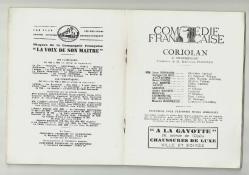 COMEDIE FRANÇAISE / CORIOLAN DE SHAKESPEARE -26 JANIVER 1934...