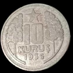 1936 10 Kuruş ççt RR Nadir