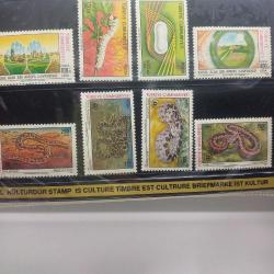 Dünya Çevre Günü (1990 1991 1992) Kurbağalar,Yılanlar ve Kuşlar serisi + 1989 Turk ipekbocekciligi ve 1988 Kirsal alan icin Avrupa serisi+FDC ilk gun zarfı ACILMAMIS PRESLI DAMGALI PAKET