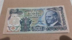 500 Türk Lirası 6 Emisyon çil altı + J70058527