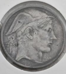 BELÇİKA 50 FRANK 1951 GÜMÜŞ