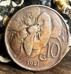 Efemera - İtalya 10 Centesimi 1921 - Kral Victor Emmanuel III Dönemi - kitantik - kitaLog