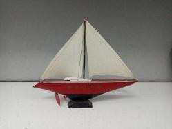 Ahşap El Yapımı Kırmızı Gemi Maketi