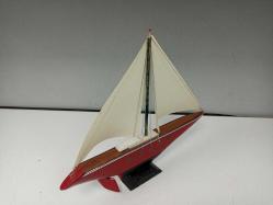 Ahşap El Yapımı Kırmızı Gemi Maketi