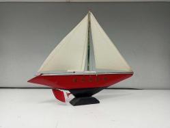 Ahşap El Yapımı Kırmızı Gemi Maketi