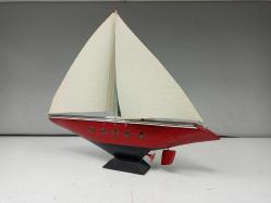 Ahşap El Yapımı Kırmızı Gemi Maketi