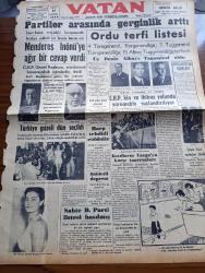 Vatan Gazetesi - 29 Ağustos 1950 - Partiler Arasında Gerginlik Arttı - Ordu Terfi Listesi -  Adnan Menderes'in İsmet İnönü'ye  Ağır Cevap Verdi - Türkiye Güzellik Kraliçesi Güler Arıman Oldu - Sahte Demokrat Parti Listesi Basılmış - Üç Deniz Albayı Tuğamiral Oldu - Amiral Fahri Korutürk - Bulgaristan Türkleri - Kızılların Taegu'ya Karşı Taarruzları - Perde Arası Yazan Vicki Baum Yazı Dizisi - Adnan Menderes'in Gazetemize Beyanatı - Sağlık Bakanı Nihat Reşat Belger - İsrail Türkiye'yi Destekleyecek - Muhtar Seçimleri - Nazım Hikmet Zekeriyya Sertel Ve Aziz Nesin Pasaport Çıkarıyorlar -  Deniz Müzesi Tekrar Cami Olarak Kullanılacak - Kanuni Sultan Süleyman Yazan Feridun Fazıl Tülbentçi Yazı Dizisi - Raşit Rıza Şehir Tiyatrosuna Alınıyor - Devlet Denizyolları - Hac Seferleri - Ankara İstanbul Radyosu Programı - İstiklal Lisesi