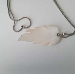 Vintage 925 Gümüş Ve Sedef Yapraklı Kolye