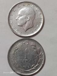 TÜRKİYE CUMHURİYETİ 1 LİRA 1972 ( TERS DÜZ TAKİM) ÇÇT