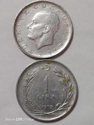 TÜRKİYE CUMHURİYETİ 1 LİRA 1972( TERS DÜZ TAKİM)ÇT